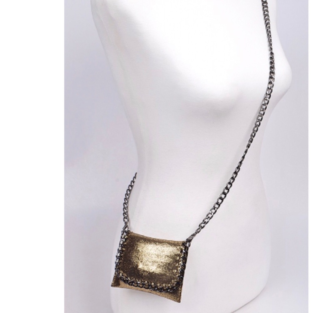 NEW Small Bronze Leather Chain Strap Bag